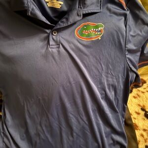 Fanatics Navy Polo with Yellow Logo Detail